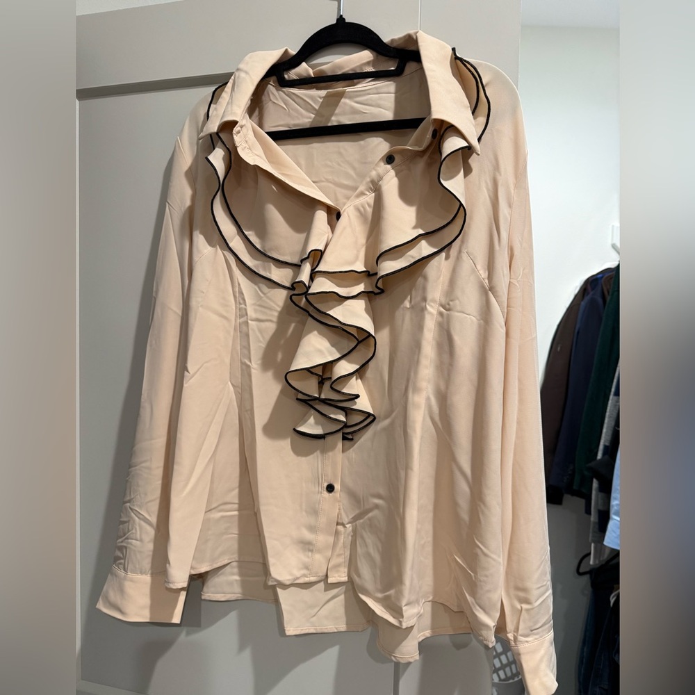Elegant Cream Ruffle Blouse